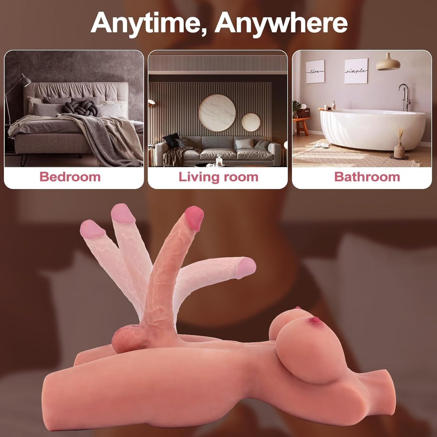 FlexoraX 3 en 1: torso de muñeca sexual trans con dildo flexible