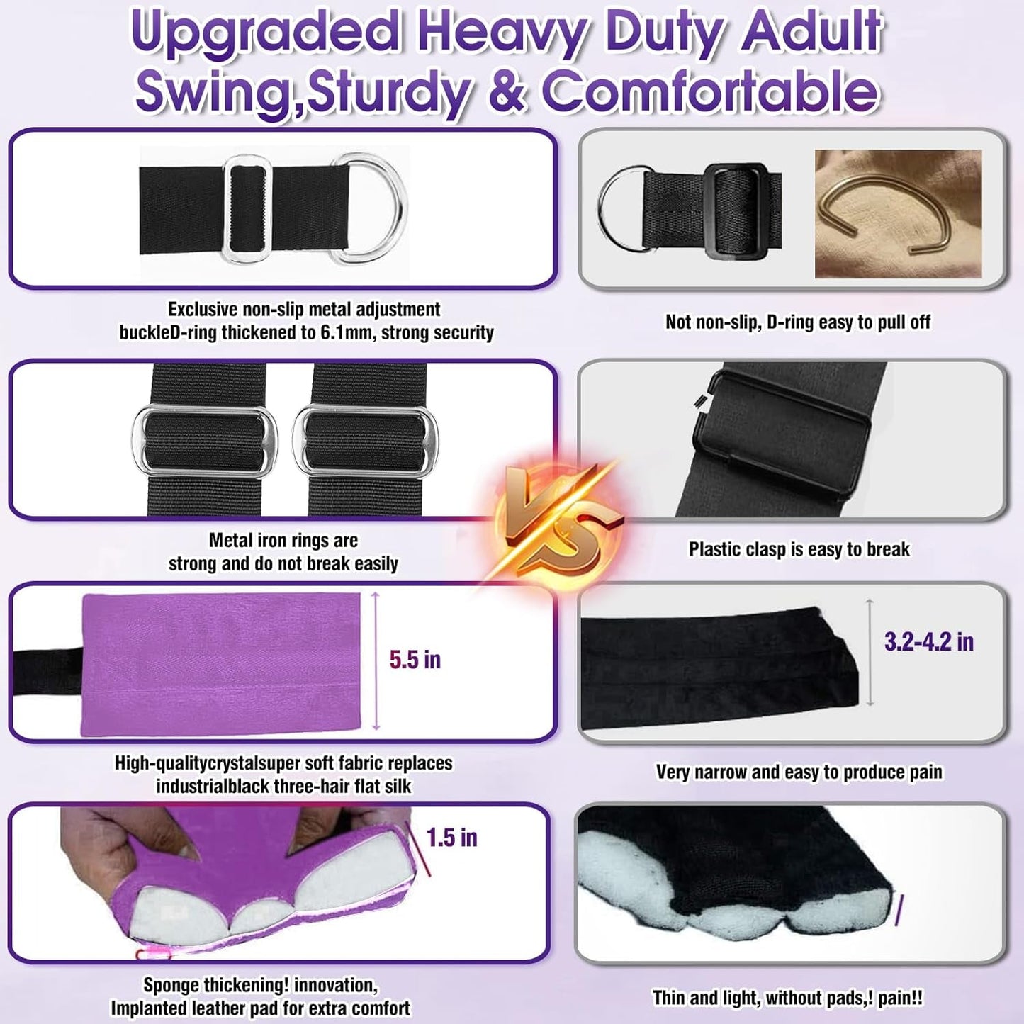 VioletBond Purple BDSM Sex Swing Adjustable