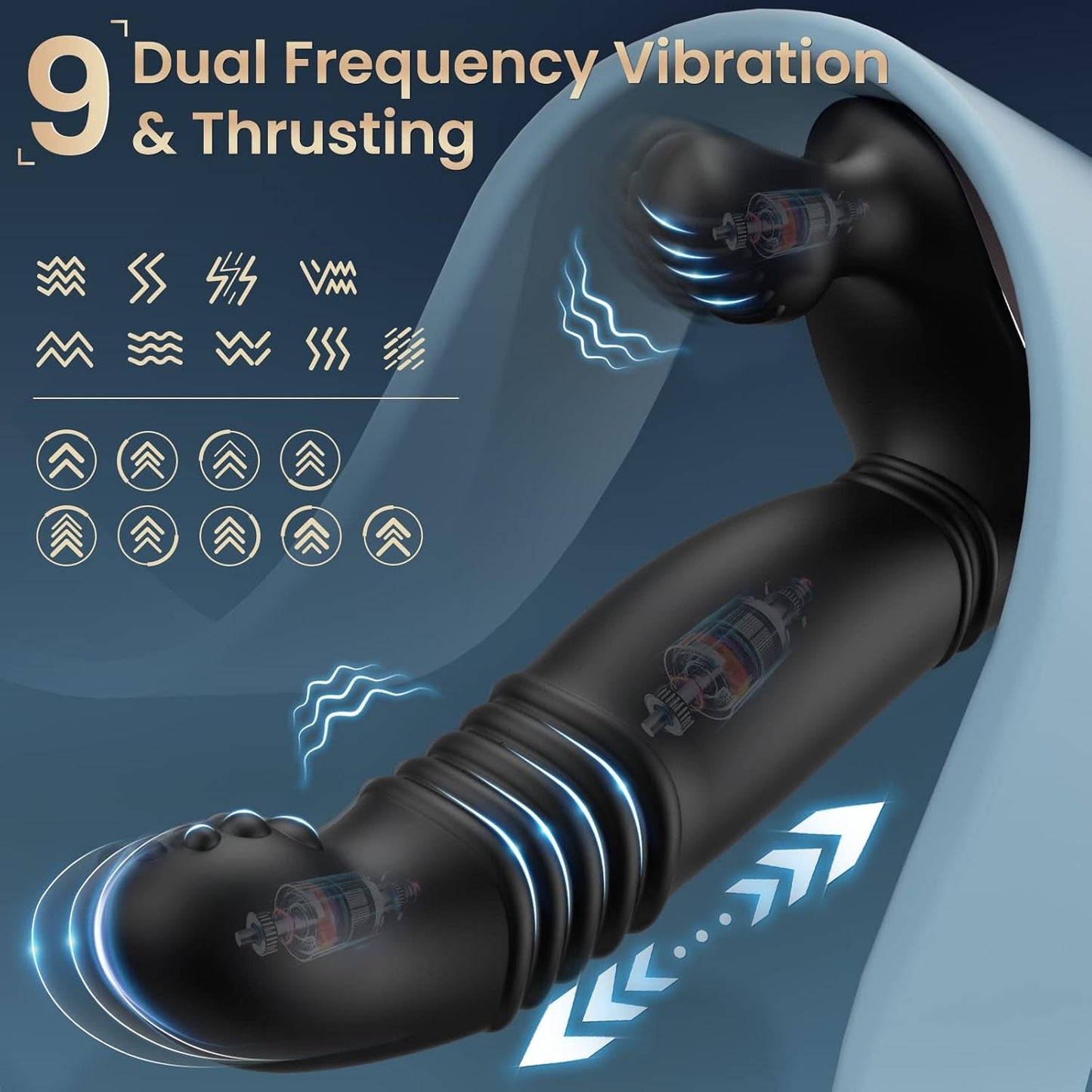 ThrustBead Masajeador de próstata penetrante 9 modos control remoto impermeable