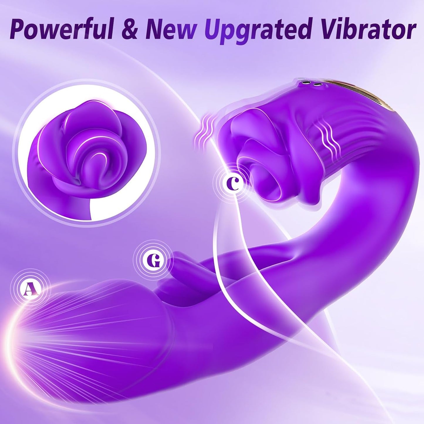 Vibrador de conejo con control por aplicación CommandRose, 9 modos, aleteo