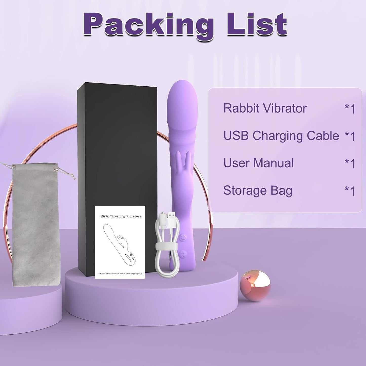 VeloraThrust Thrusting Rabbit Vibrator 3 Motores 5 Empujes 10 Modos