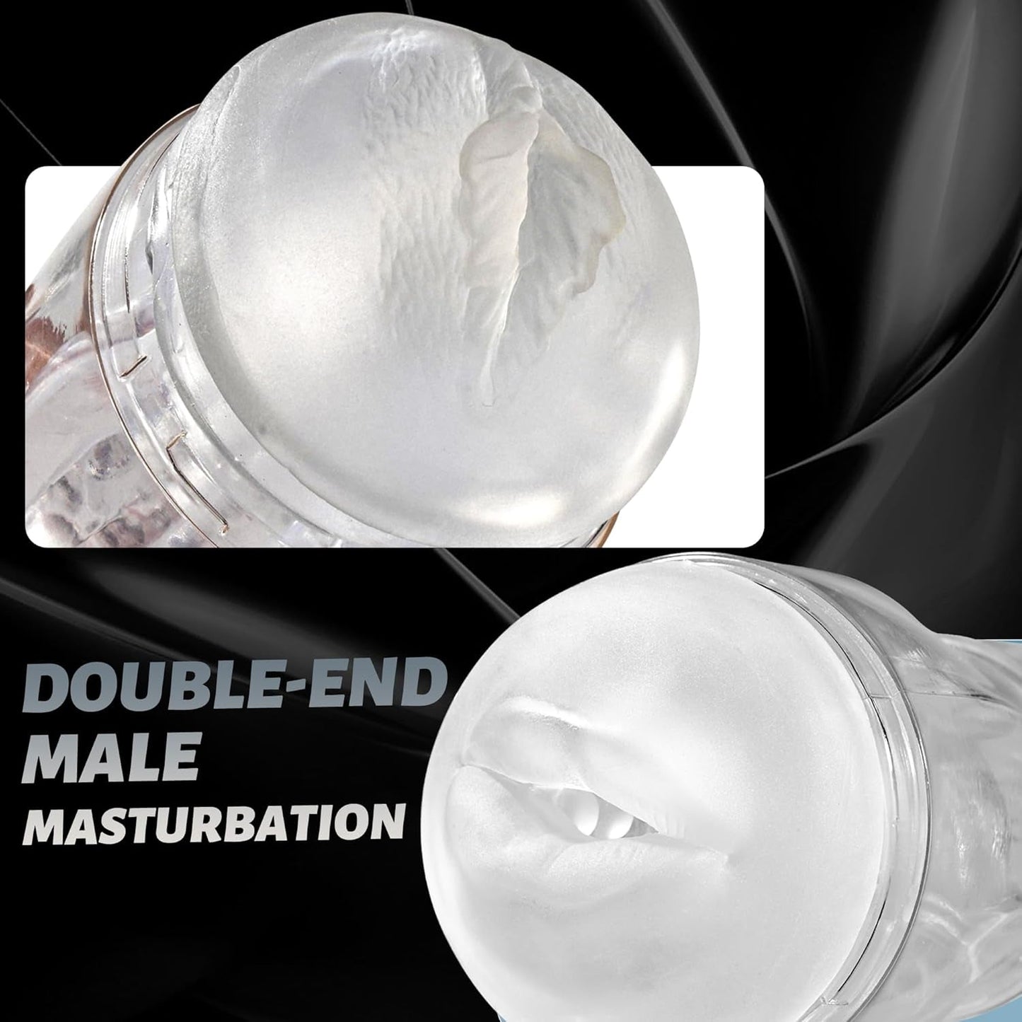 CrystalView Clear Doble Entrada Bolsillo Coño 9.5" Masturbador Masculino