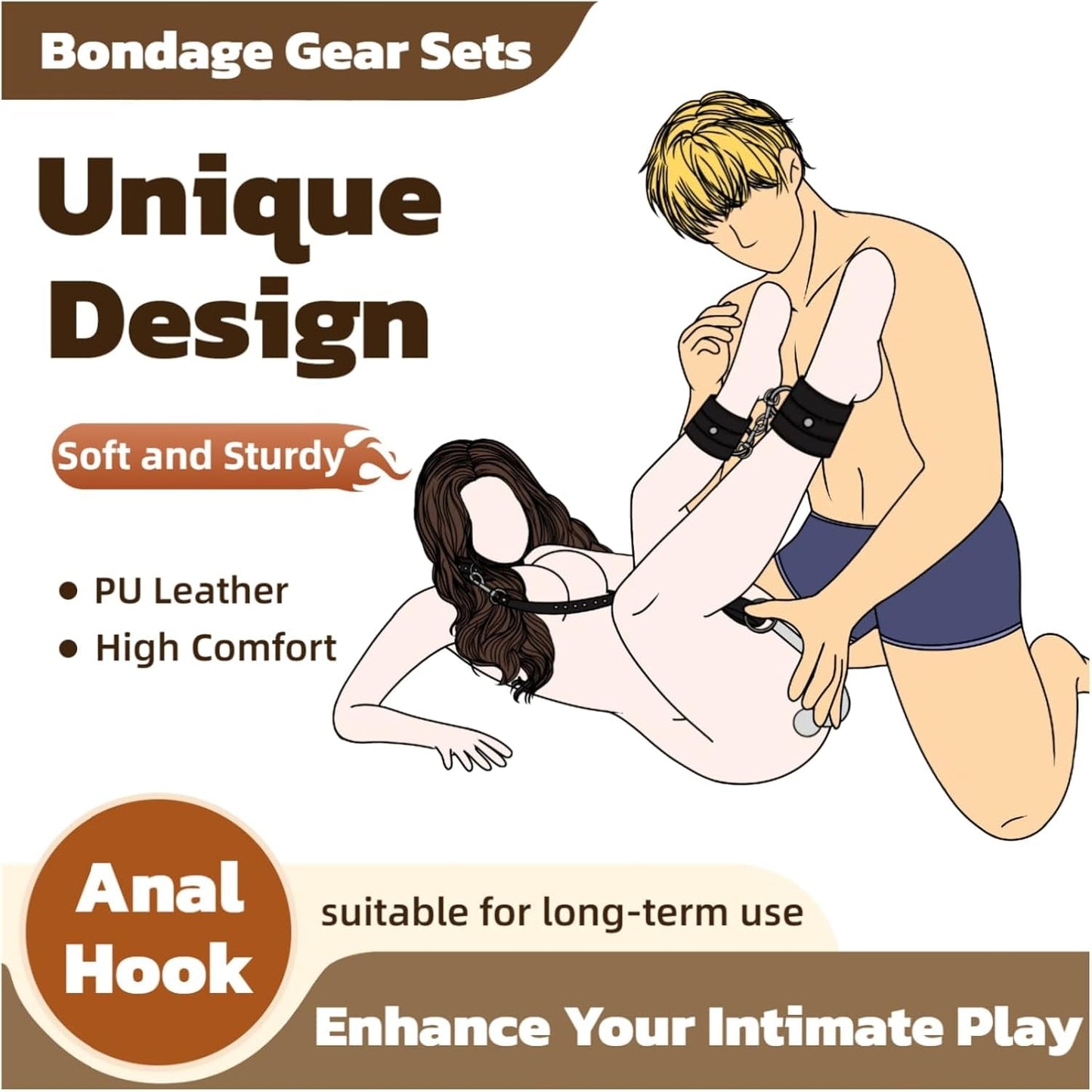 Kit de bondage con gancho anal CommandHook con collar y puños