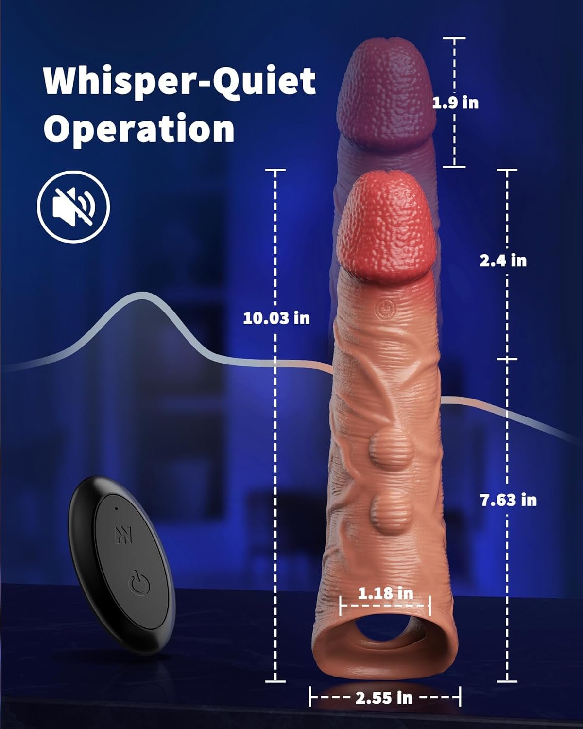 Manchon pénien SynexisX App Control 10 modes, anneau en silicone
