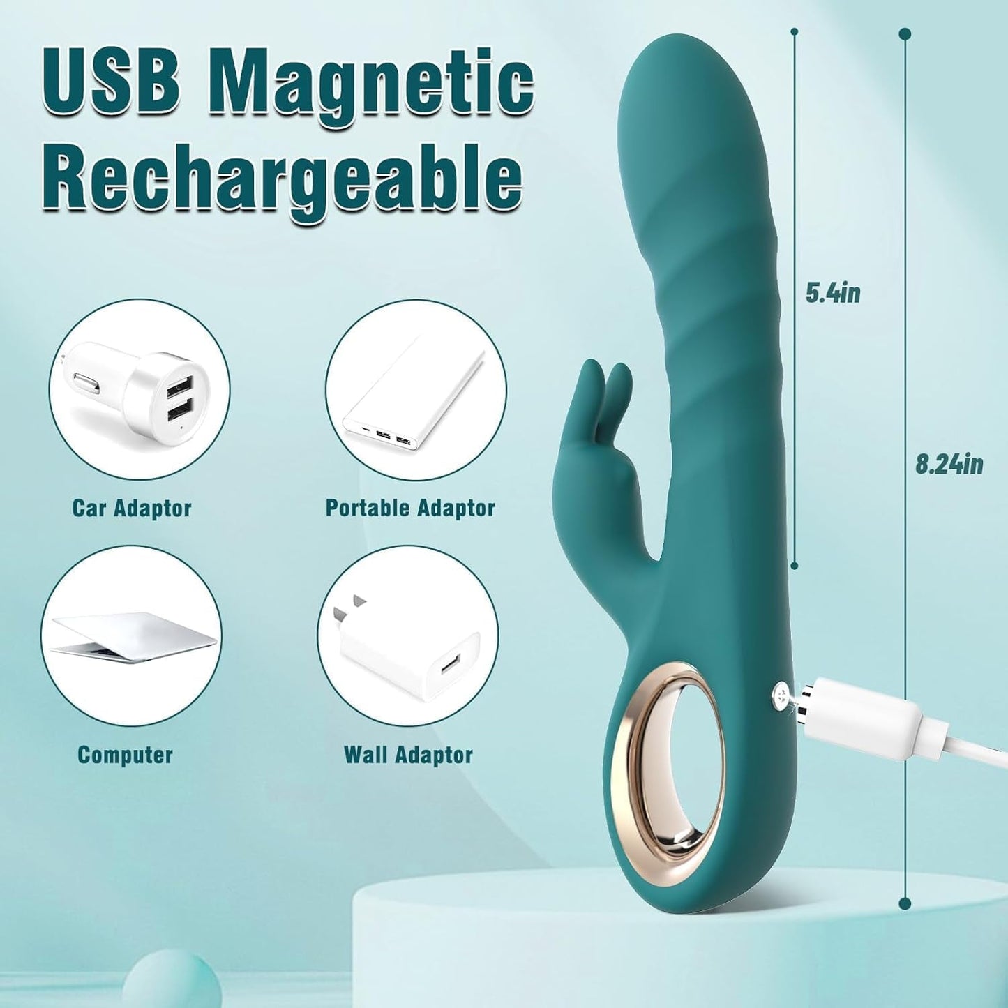 ThrustAura Vibrador Conejo de Empuje 3 Motores 10 Modos Impermeable