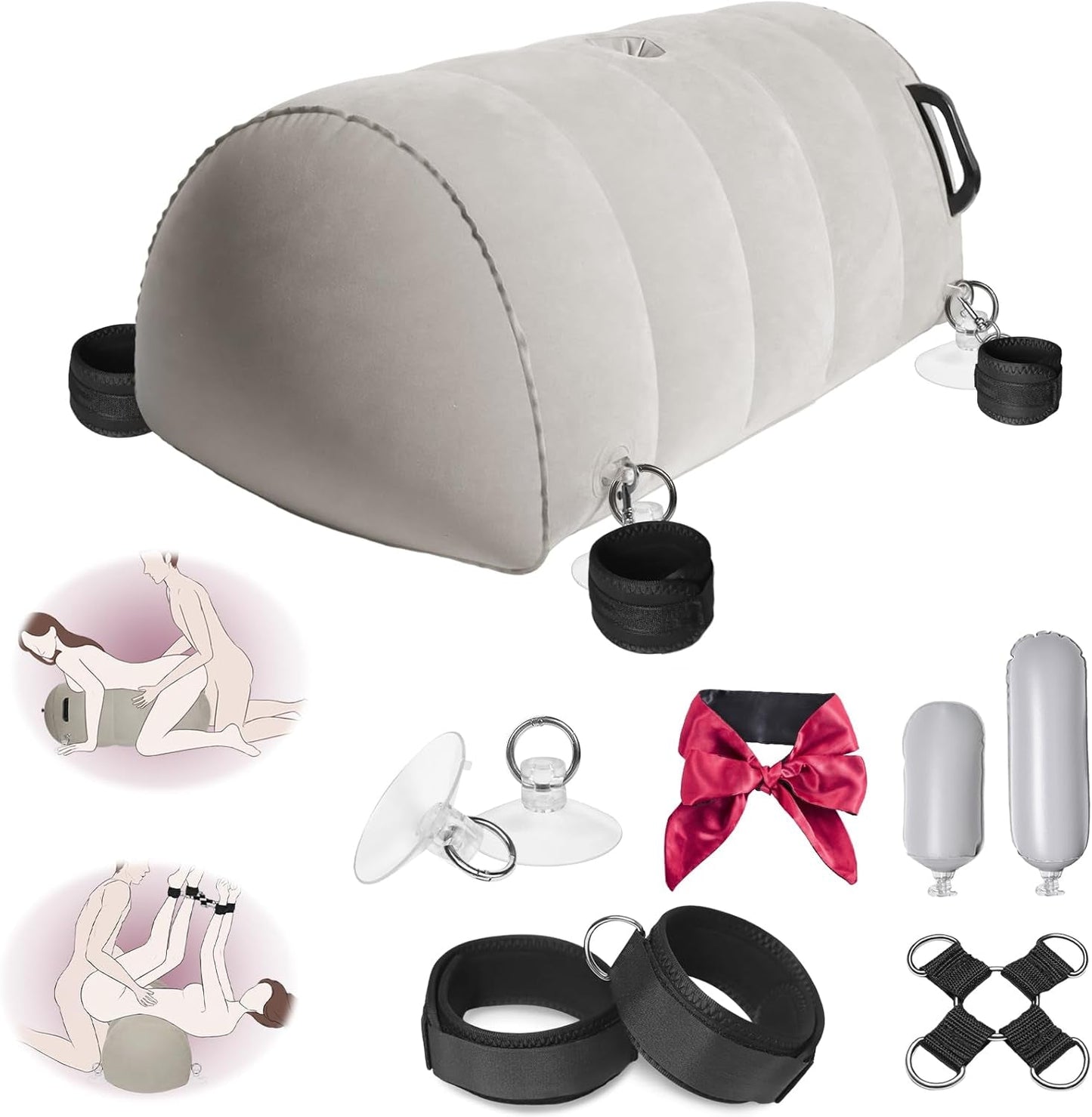 Almohada BDSM inflable AirBond con sujeciones y soporte para juguetes