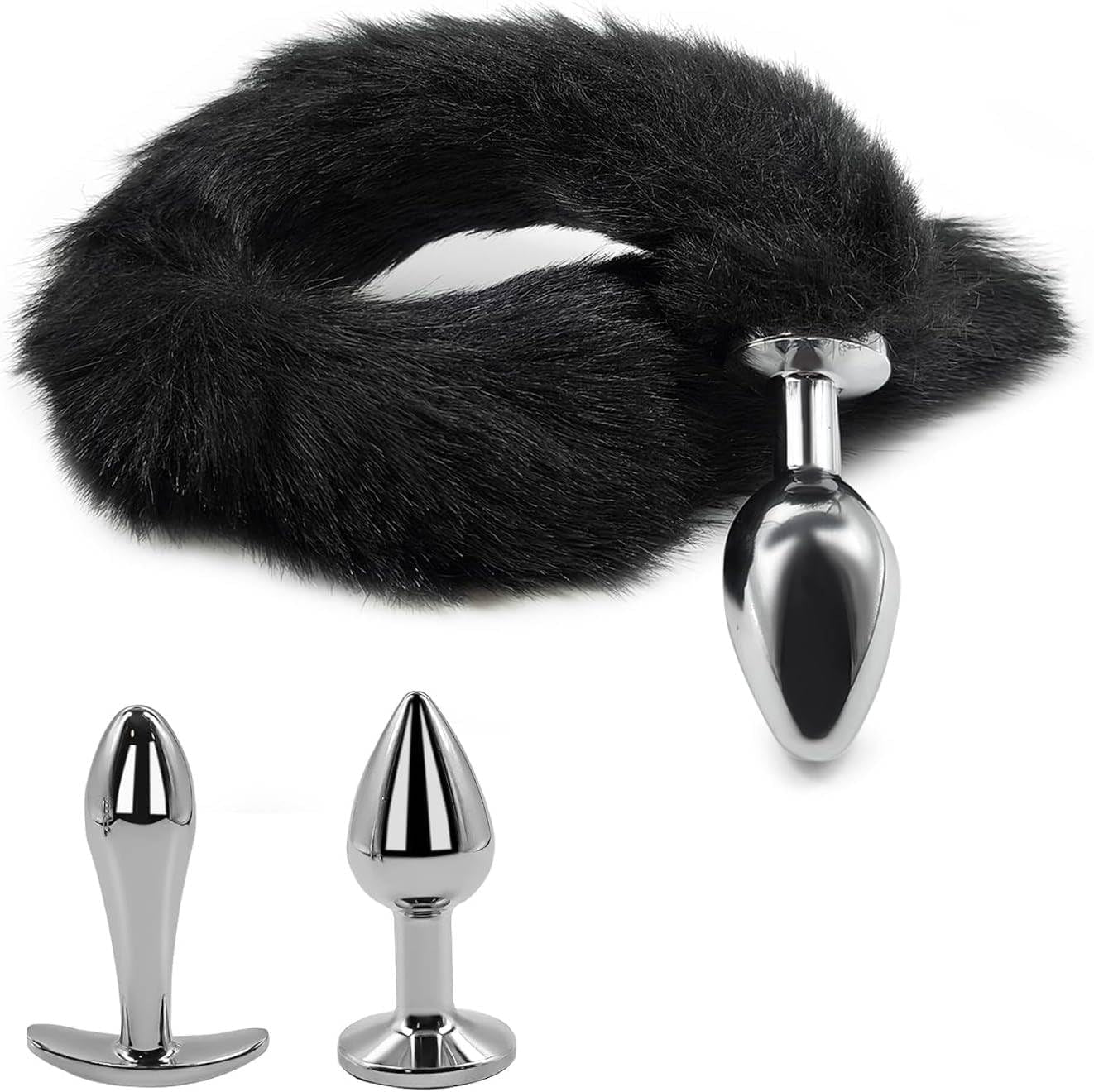 VixenForge Fox Tail Anal Plug Kit 2 Steel Plugs Trainer