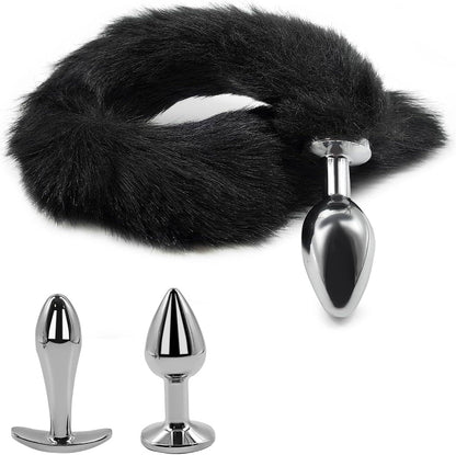 VixenForge Fox Tail Anal Plug Kit 2 Steel Plugs Trainer