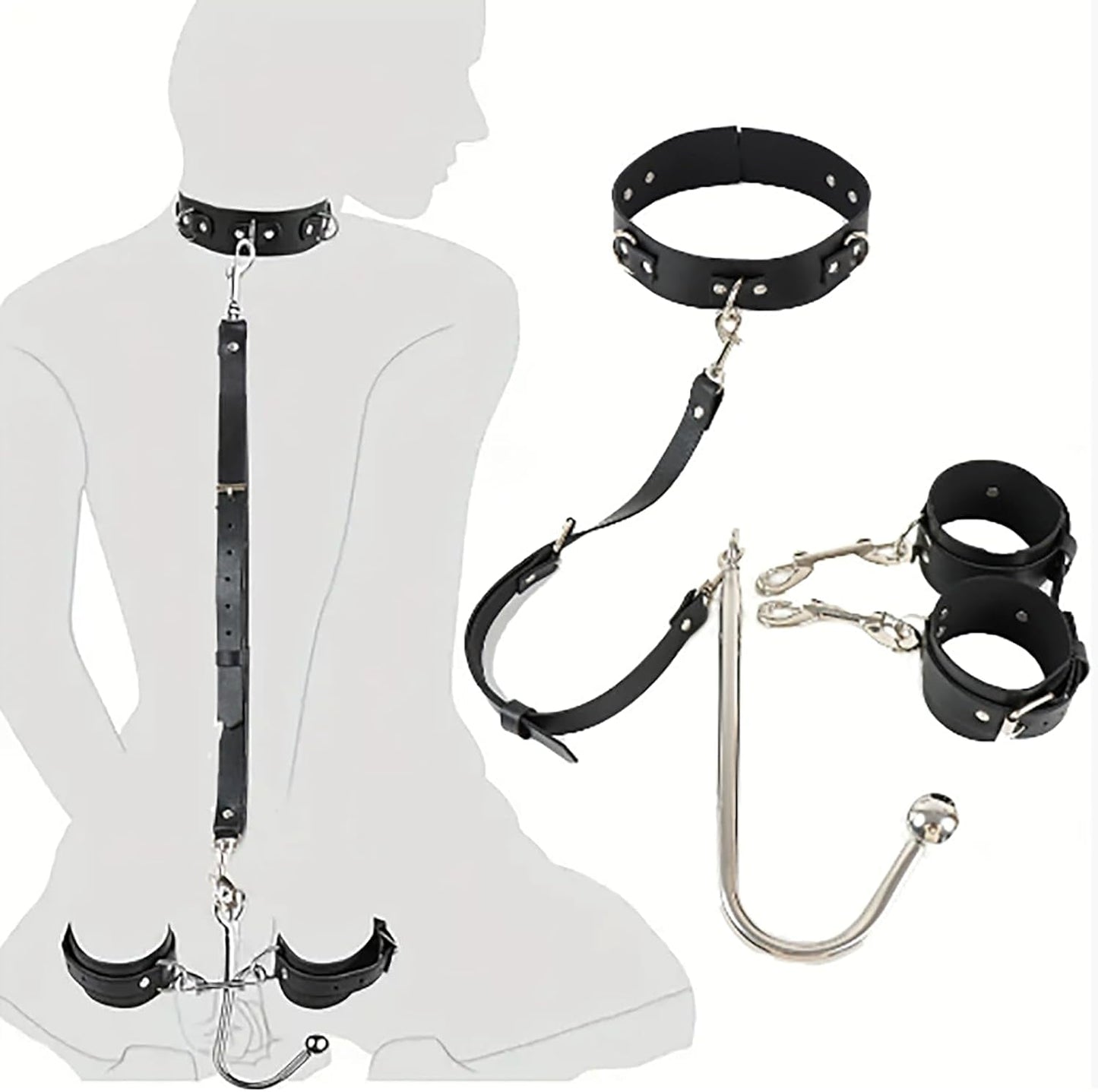 DominusHook Anal Hook BDSM Restraint Kit Collar Cuffs