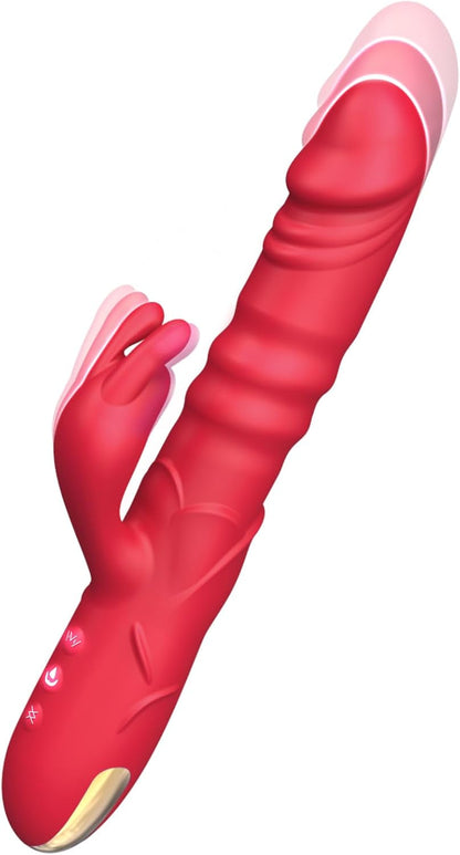 RoseThrust Vibrador de conejo penetrante 3 empujes 10 modos de silicona