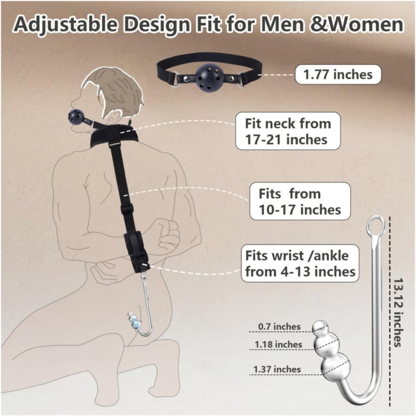 VibeBound Vibrating Anal Hook Bondage para cuello y muñeca
