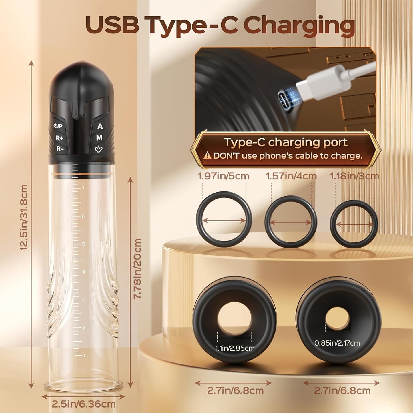 Bomba de pene eléctrica SpartaFlow 3 modos pantalla LED