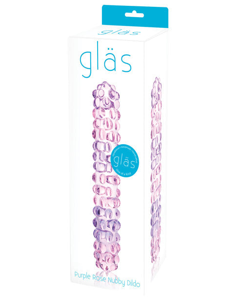 Gode en verre texturé rose violet 7 pouces