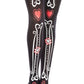 Bone and Heart Print Pantyhose