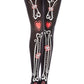 Bone and Heart Print Pantyhose