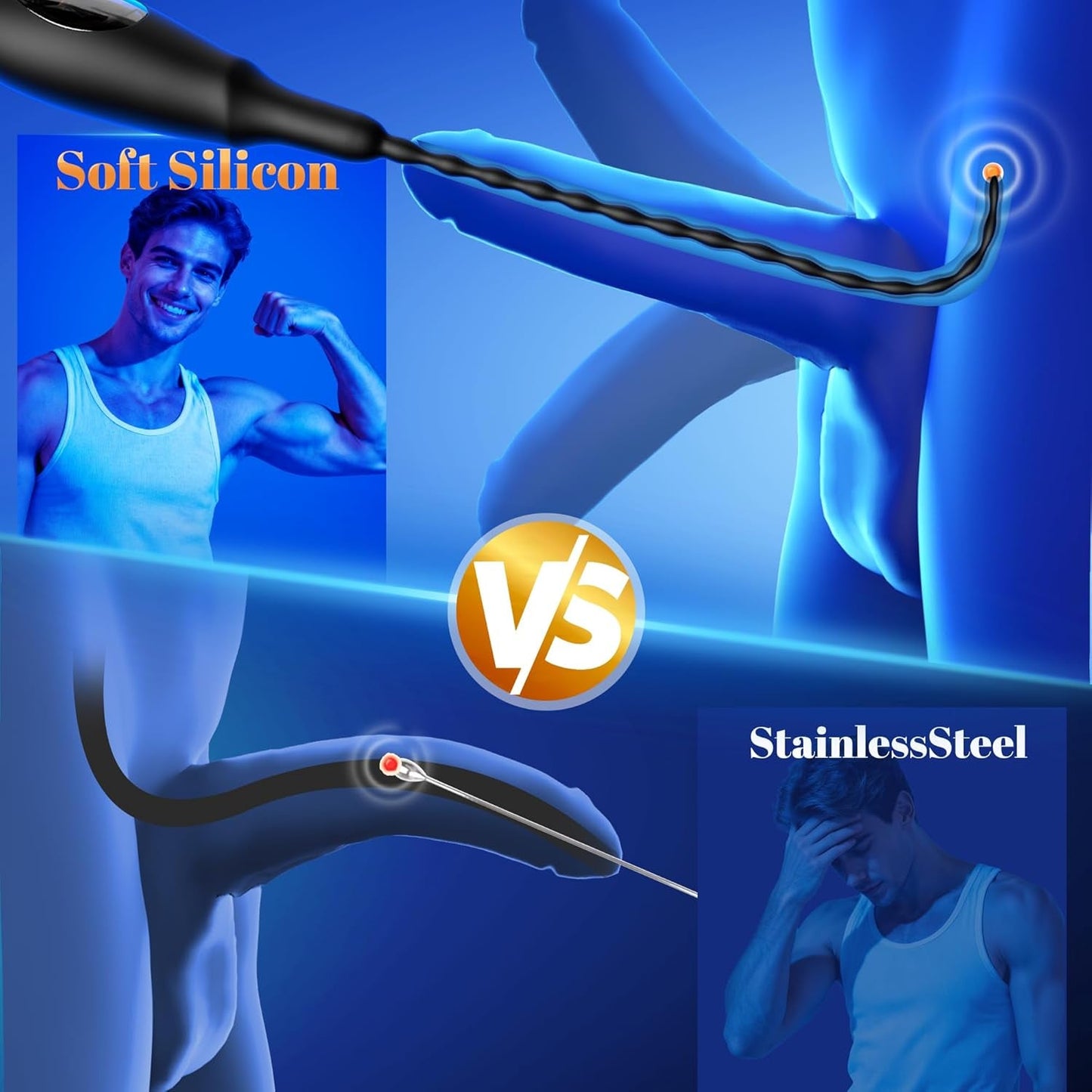 Sonda uretral vibratoria PulseSound con tapón para pene