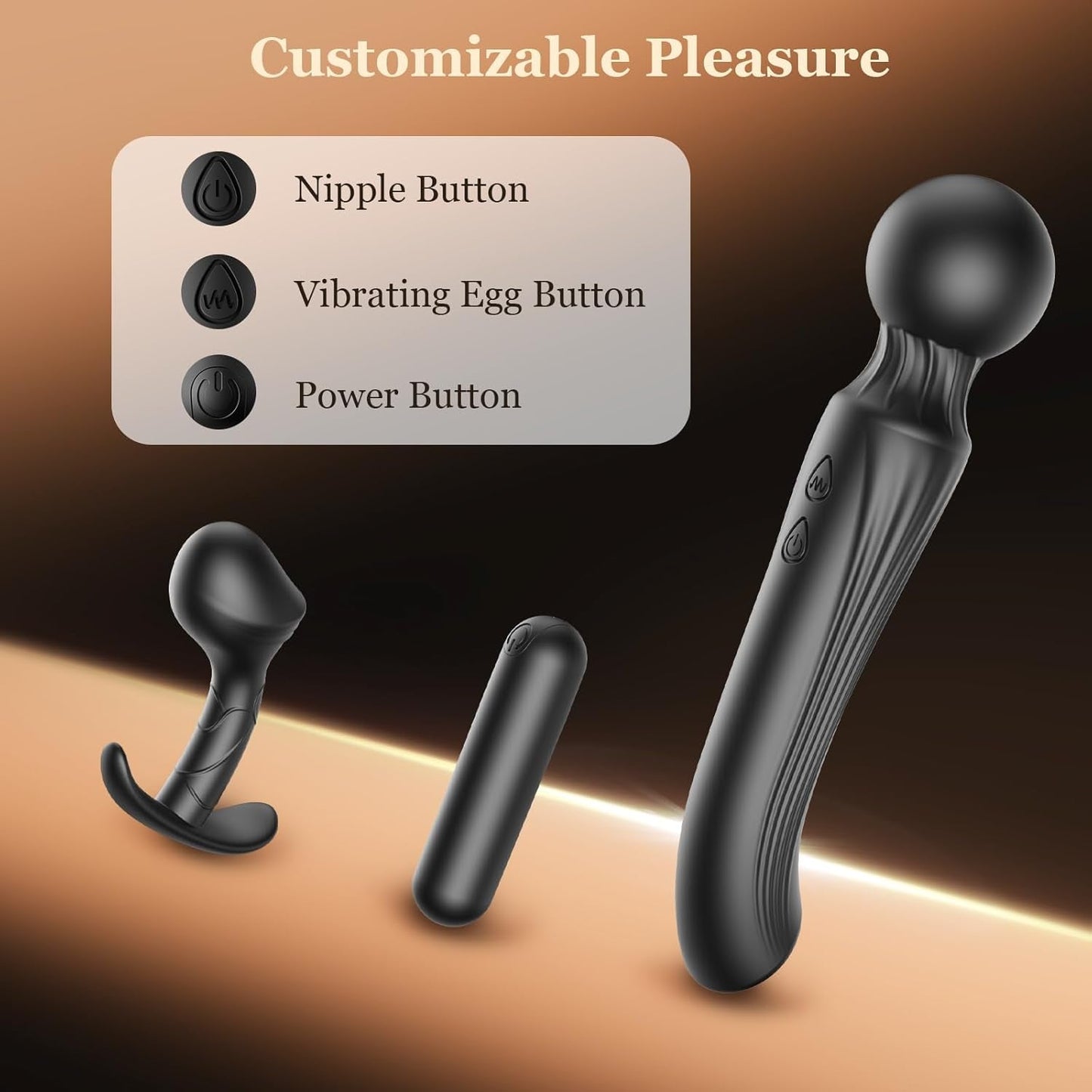 TrinityPlay Juego de 3 vibradores: Varita Bala Plug Anal