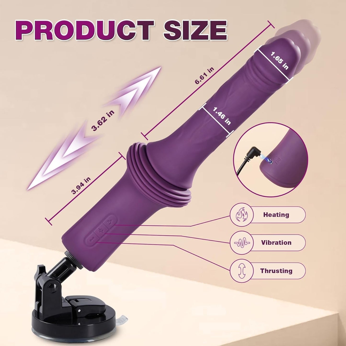 Dildo de empuje caliente FlexExtend con base de succión