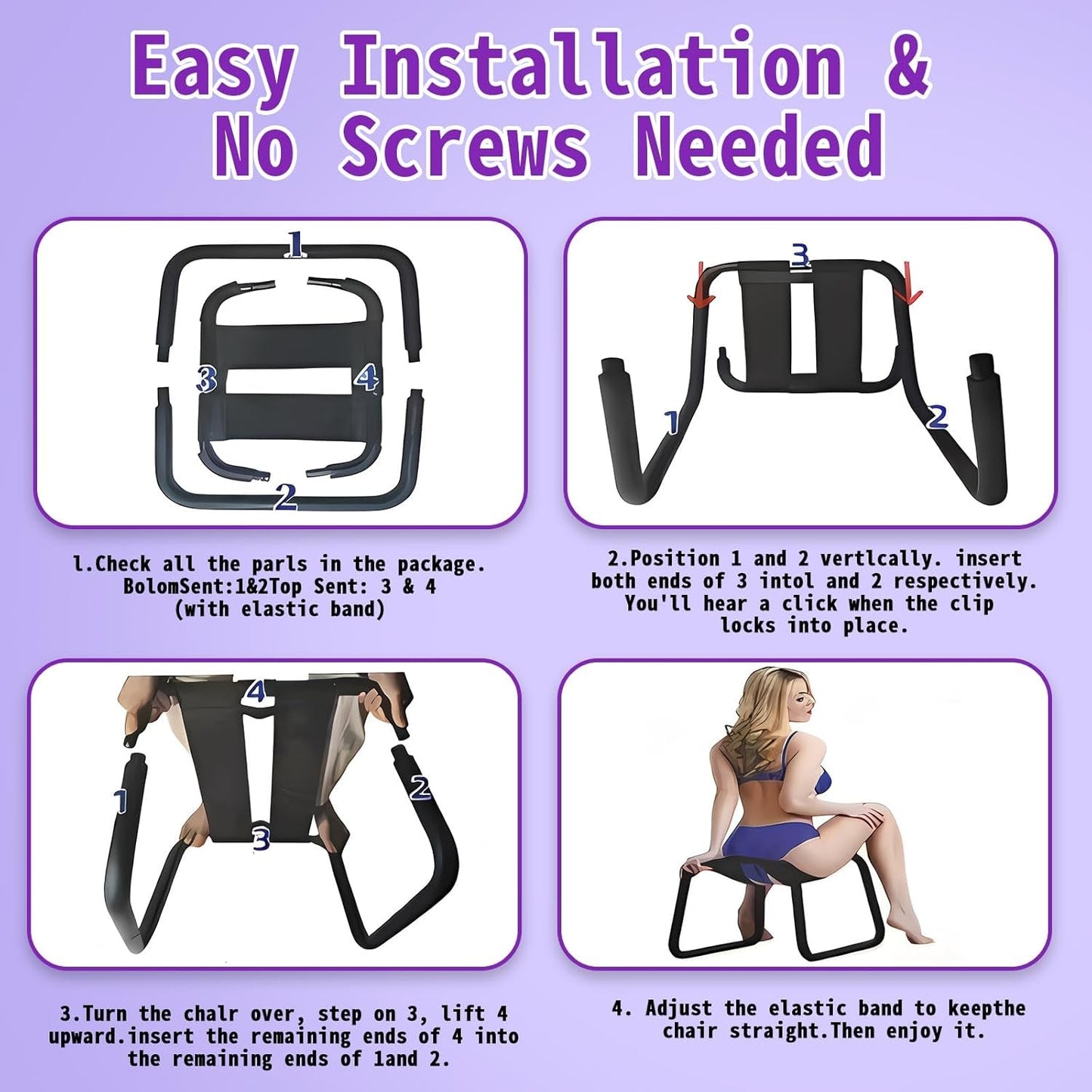 RideWave Adjustable Bouncing Sex Chair with Elastic Seat