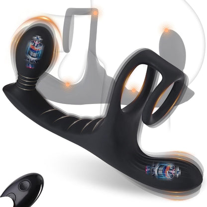 Anillo para el pene/masajeador de próstata PulseCoreX, 7 modos, control remoto, resistente al agua
