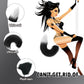 FrostTip Black White Fox Tail Steel Butt Plug 13"