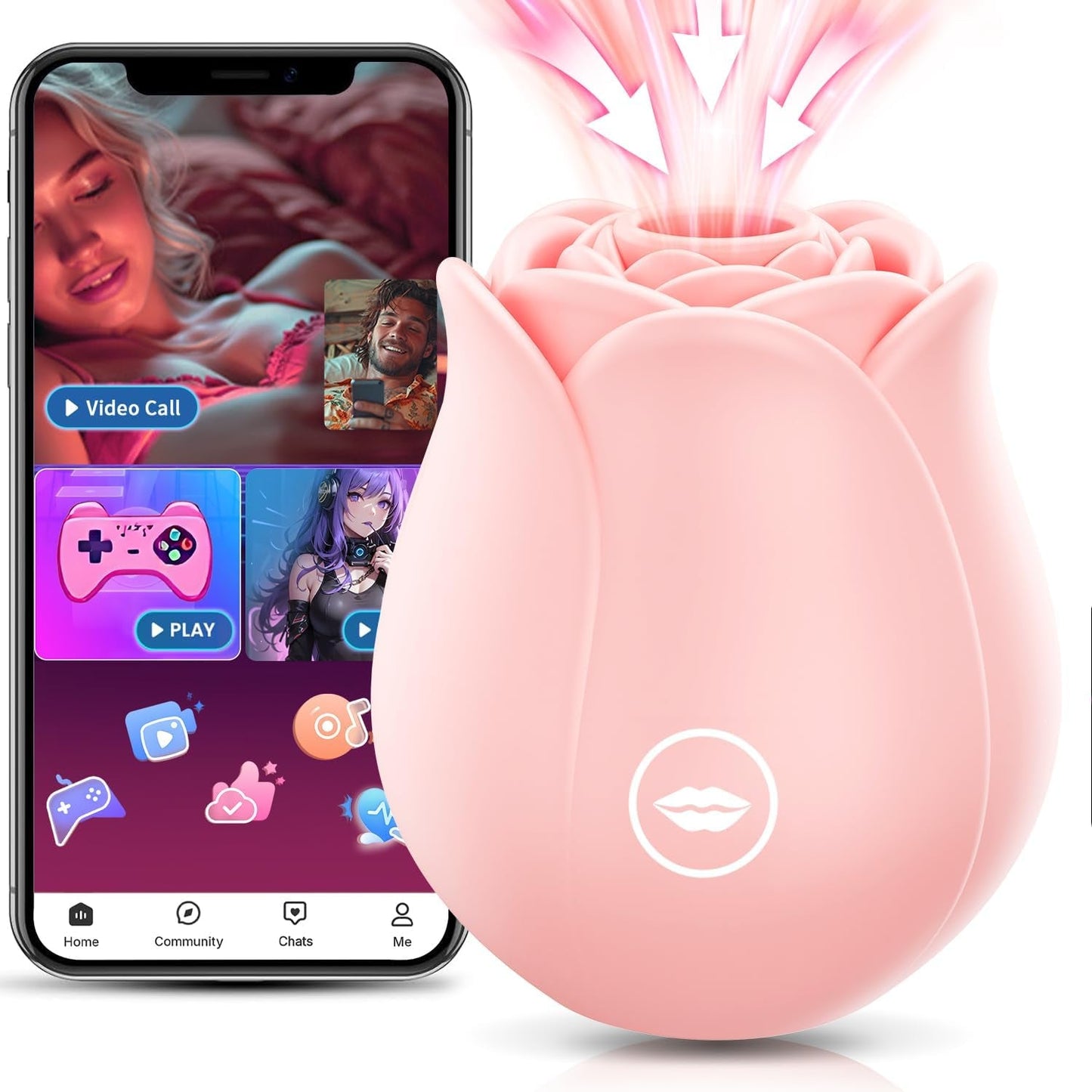 LunaraSync Rose Succionador de Clítoris 10 Modos Control por App Impermeable