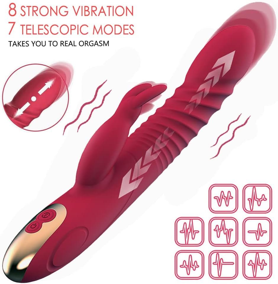Vibrador de conejo TitanWave de 9" con 15 modos, con empuje y sumergible