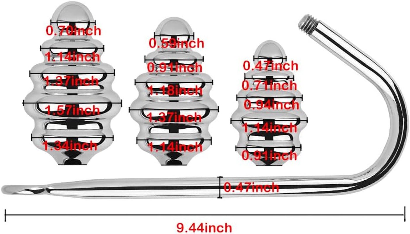 SpiralSteel Gancho anal de acero inoxidable en espiral 3 bolas