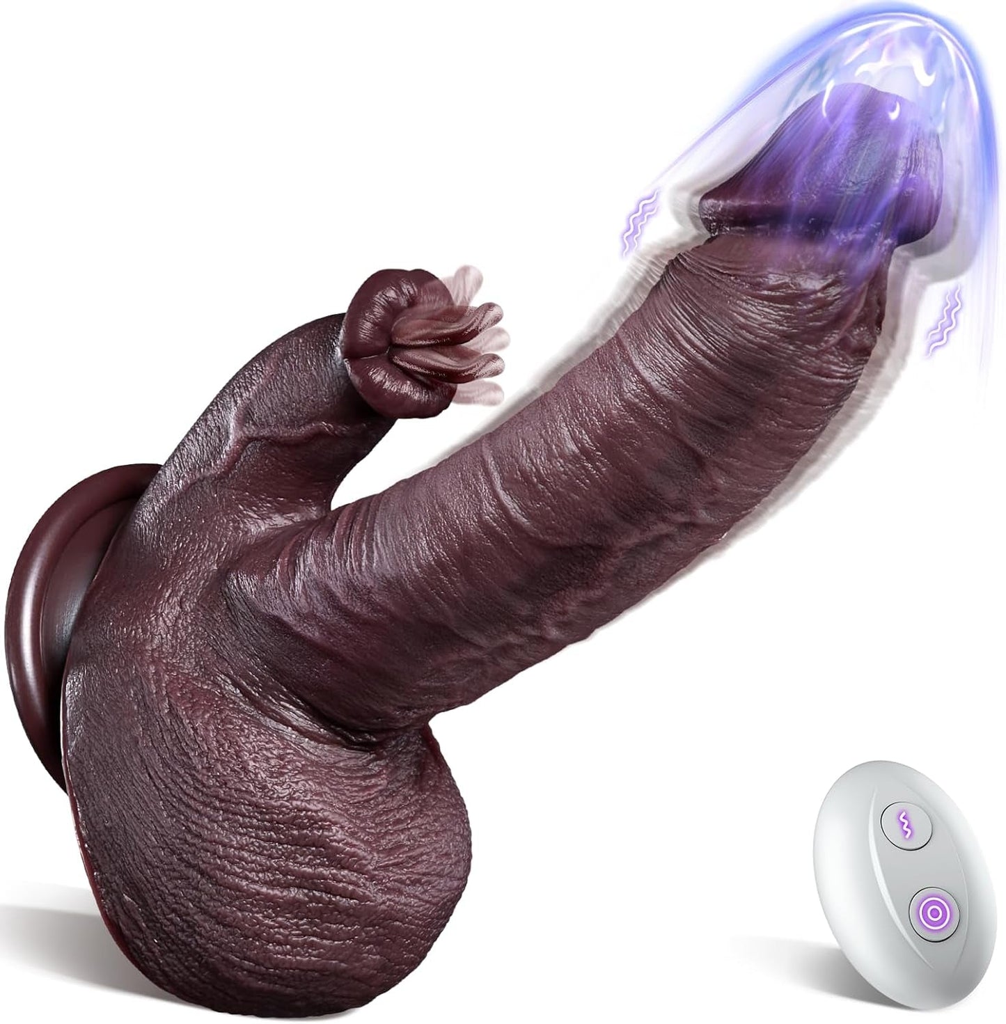 NyxoraDual Lengua Impulsora Dildo Calentado Vibrador Remoto 4 en 1