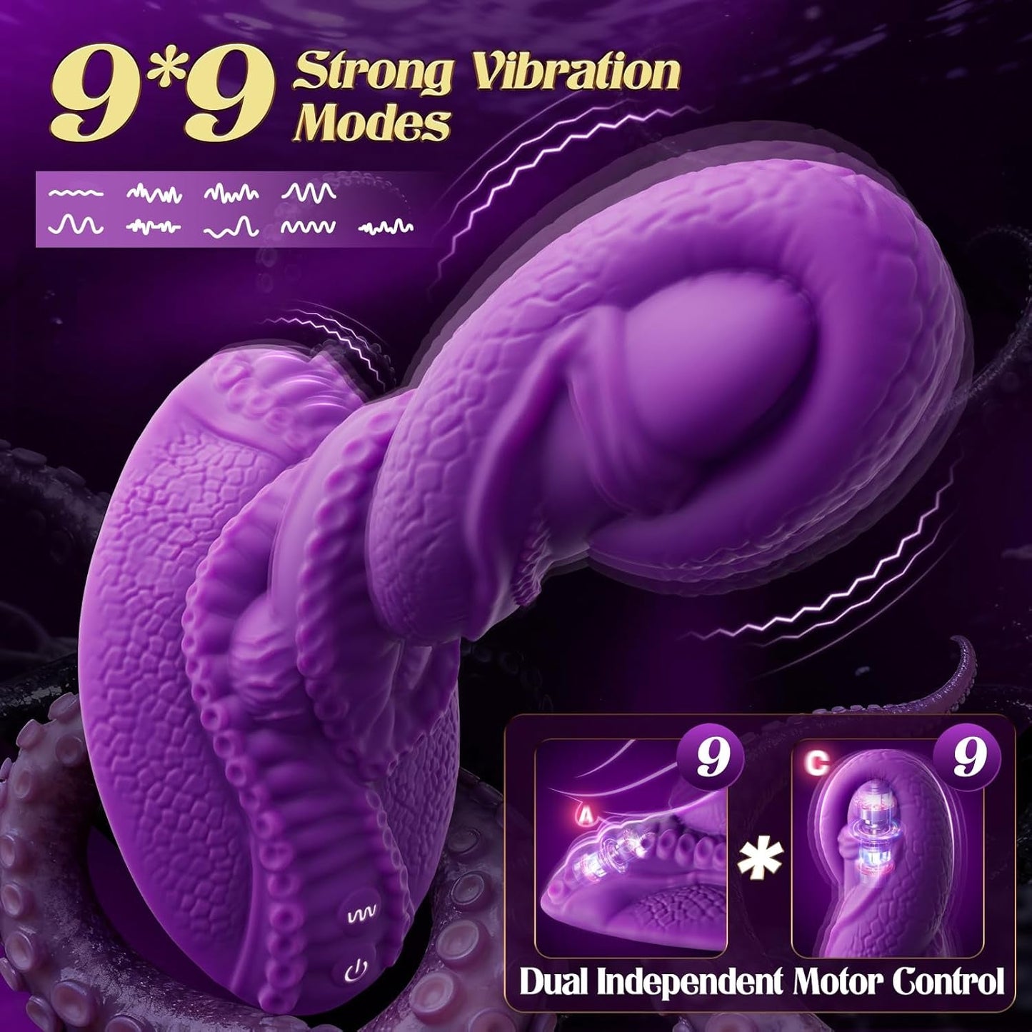 TentaclePulse Dildo de tentáculo para montar con vibración y control remoto 9x9
