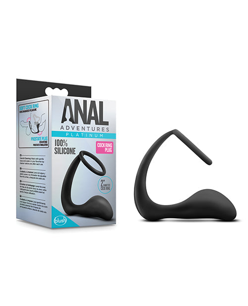 Anal Adventures Cock Ring Plug - Black