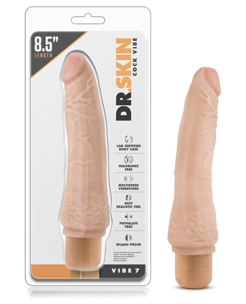Dr. Skin Vibe 7 - 8.5" Vibrating Dildo - Beige