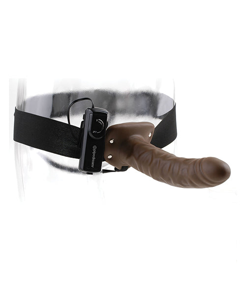 Serie Fantasía Fetichista 20cm Vibrador Hueco con Arnés Marrón