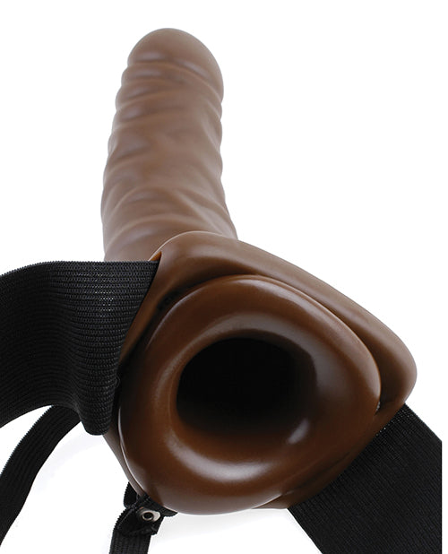 Serie Fantasía Fetichista 20cm Vibrador Hueco con Arnés Marrón