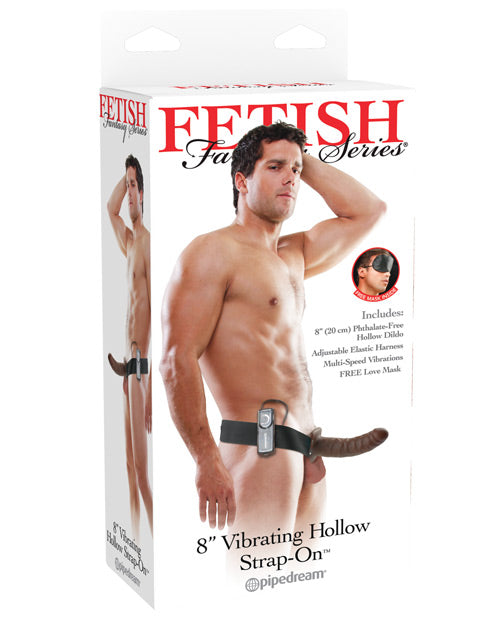 Serie Fantasía Fetichista 20cm Vibrador Hueco con Arnés Marrón