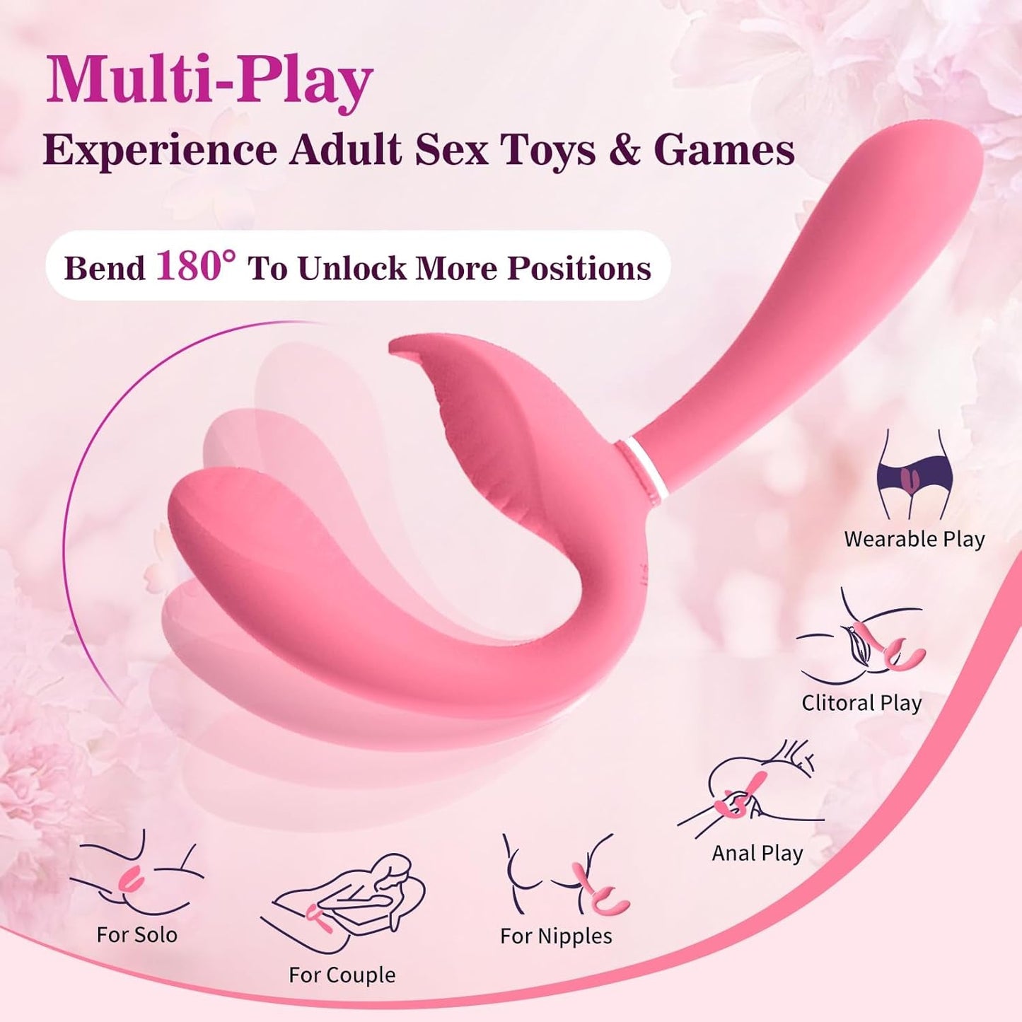 TriSync Vibrador Strap-On sin Tirantes a Distancia de 3 Motores