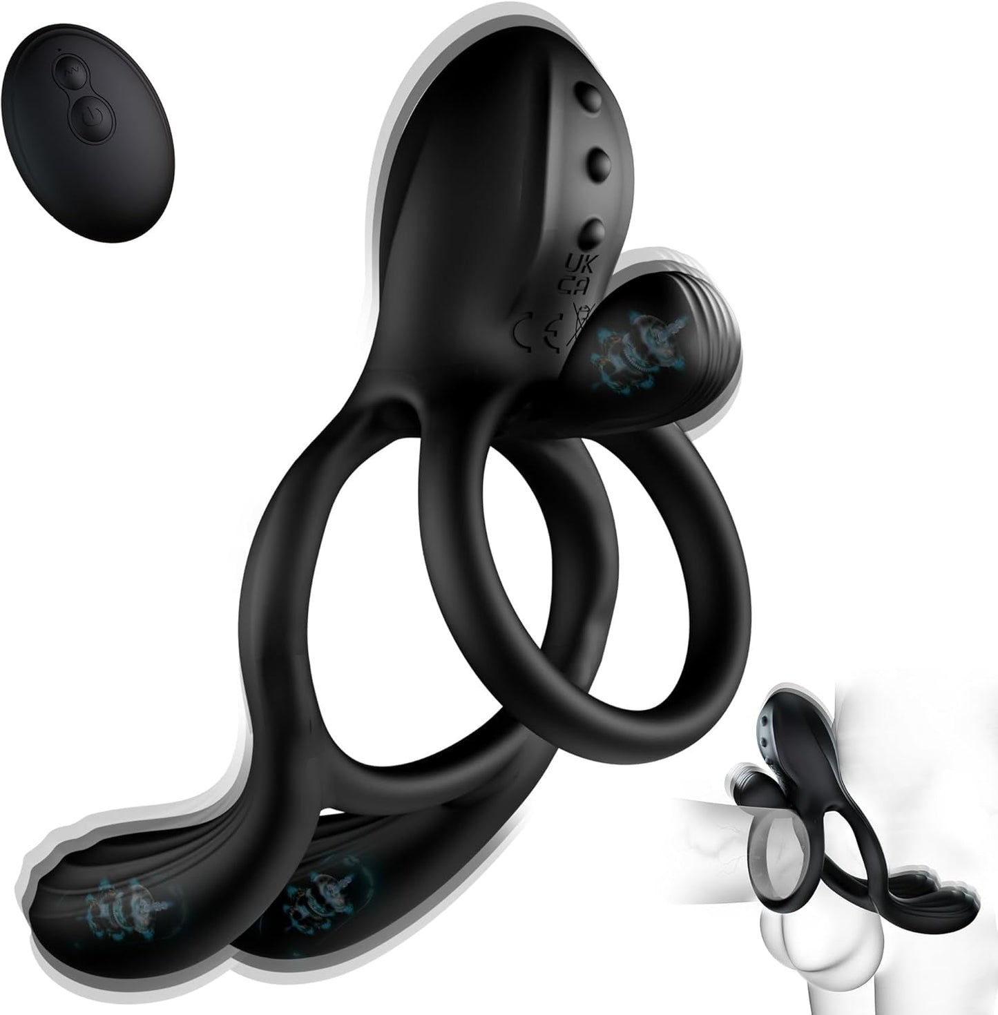 Anillo para el pene de 3 motores TriPulseX, estimulador de clítoris y perineo con control remoto