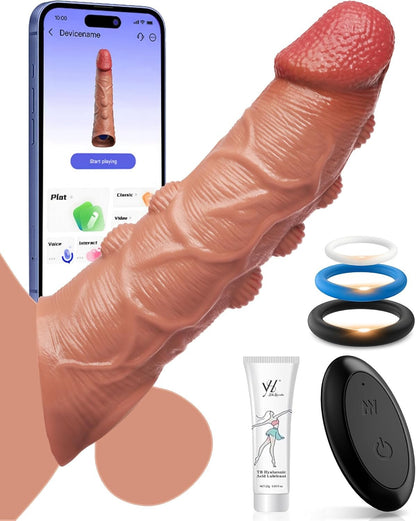 Manchon pénien SynexisX App Control 10 modes, anneau en silicone