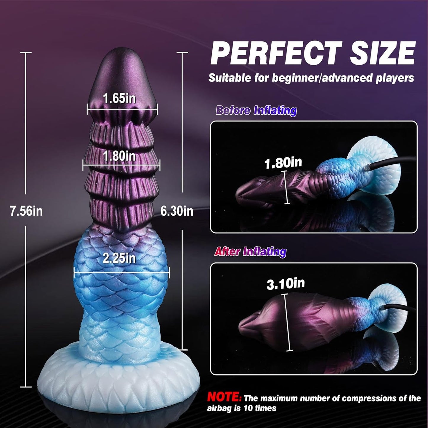 Dildo de nudos inflable AeroKnot ajustable con ventosa gruesa