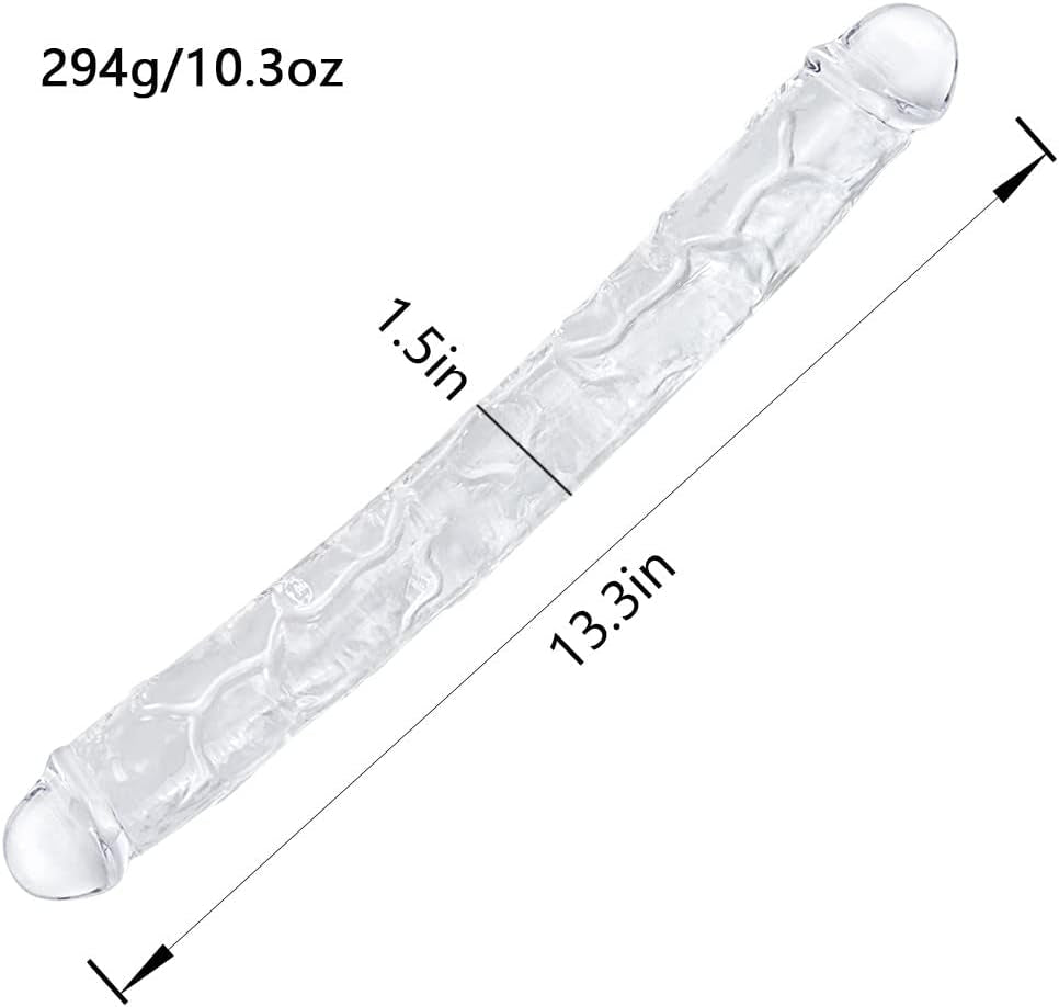 ClearMorph Dildo de doble extremo transparente flexible de 13 pulgadas