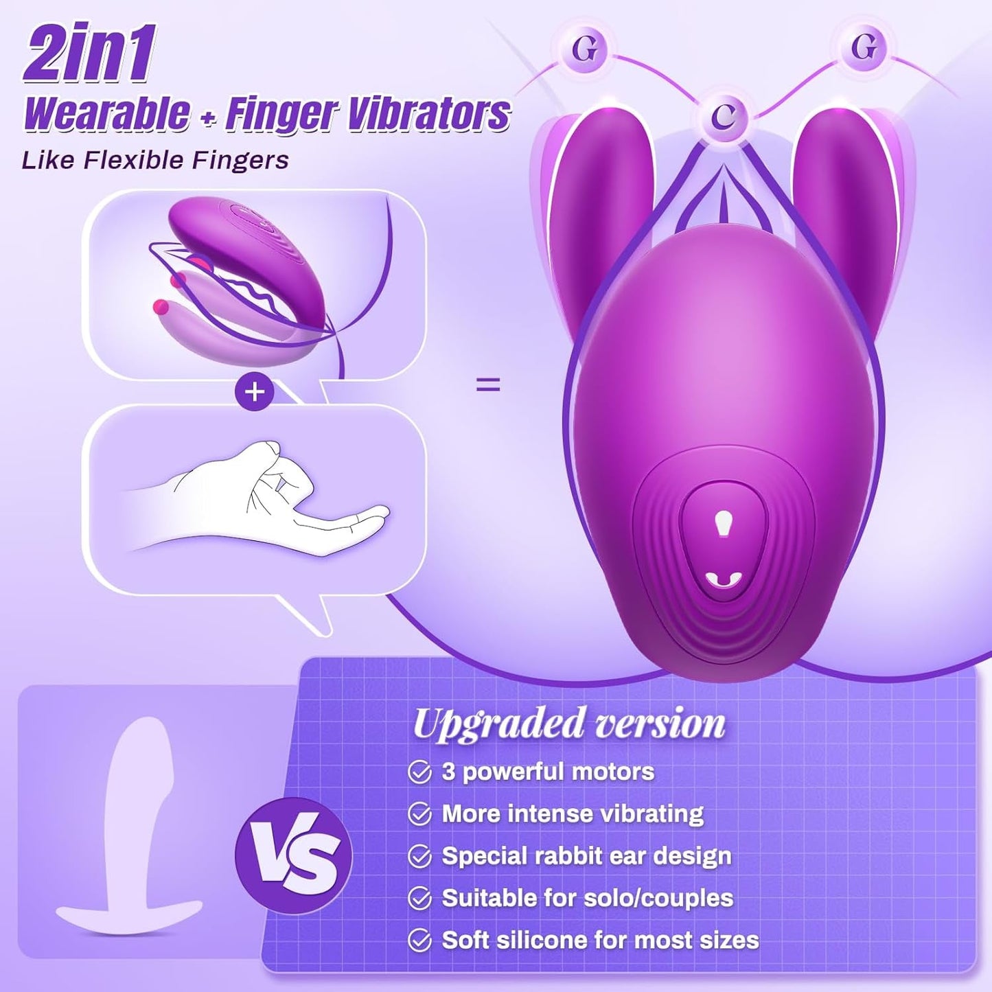 Vibrador ponible de doble extremo DualPulse 3 motores