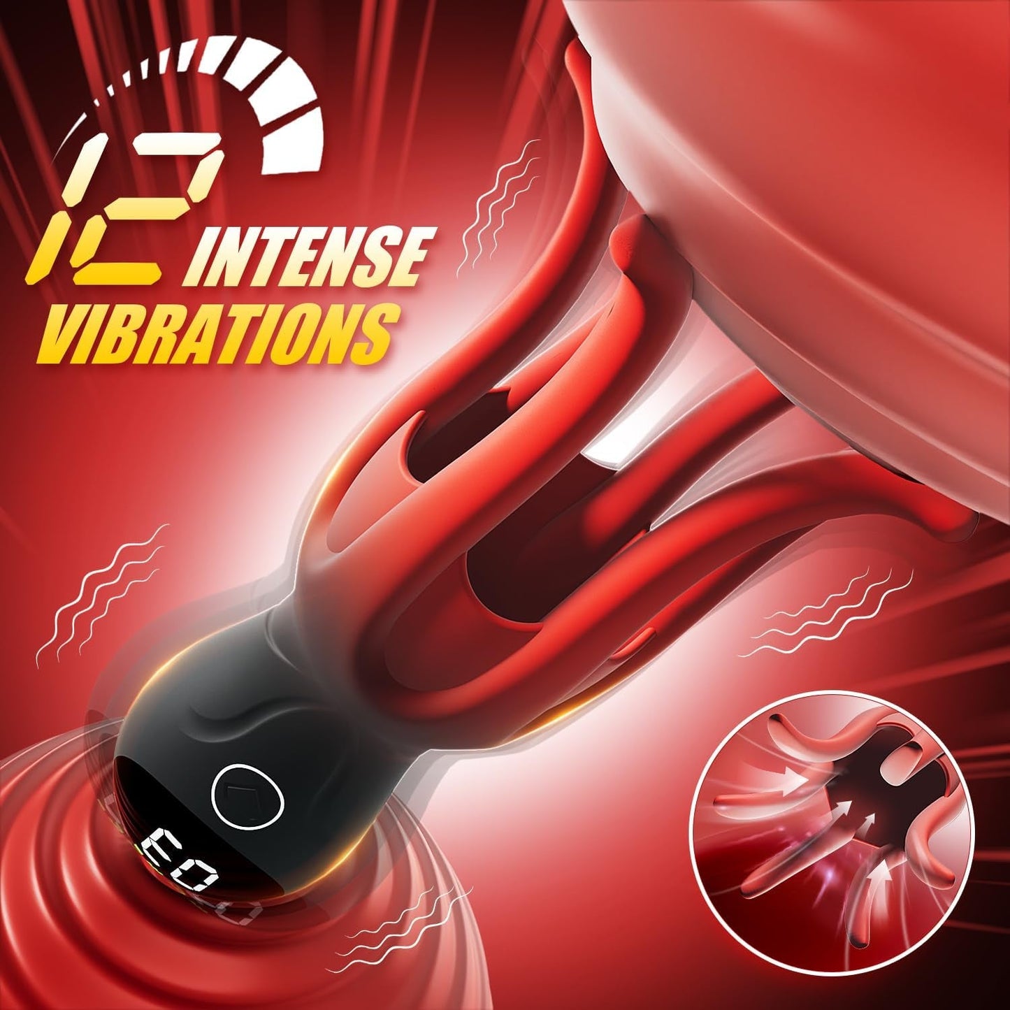 LumiTentacle Vibrador de entrenamiento masculino LED con 12 modos de tentáculo