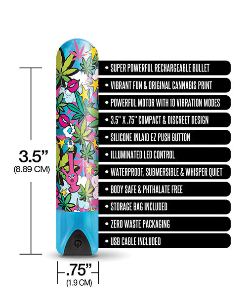 Buzzed Mini vibrador recargable de 3,5" - Azul