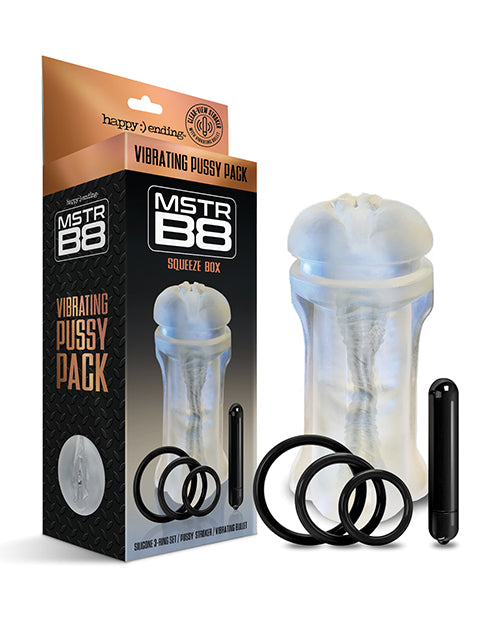 MSTR B8 Squeeze Vibrating Pussy Pack - Kit de 5 transparentes