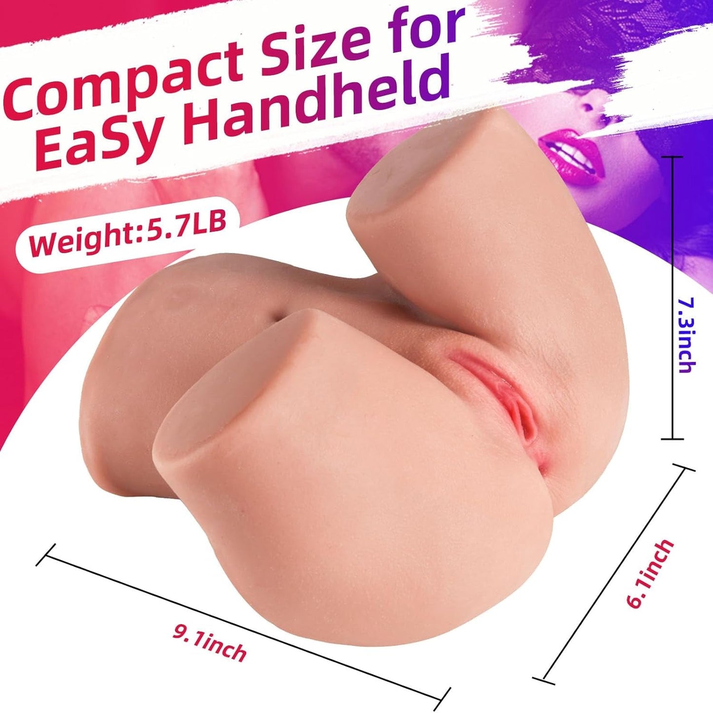 Poupée sexuelle portable LuxeGrip 2,7 kg | Kit de masturbateur double canal