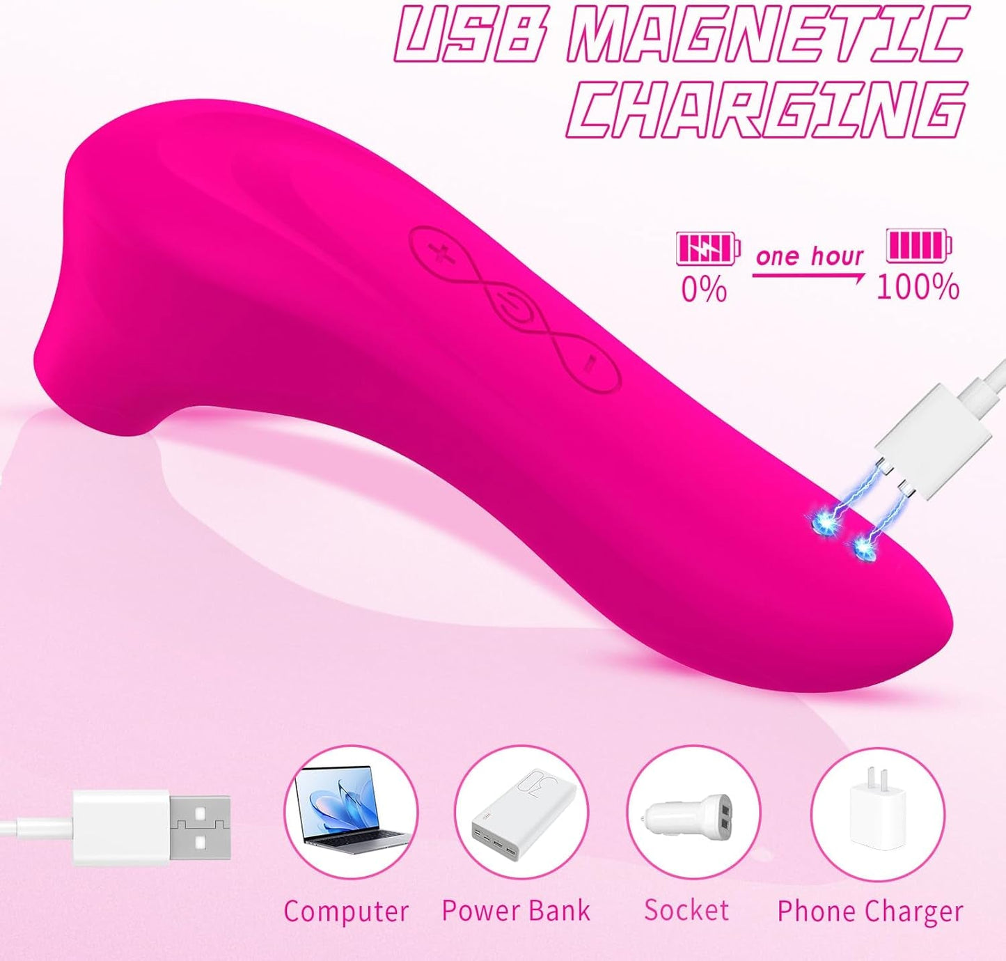 RoselleVibe Varita Vibrador Rosa 10 Modos Impermeable Silencioso