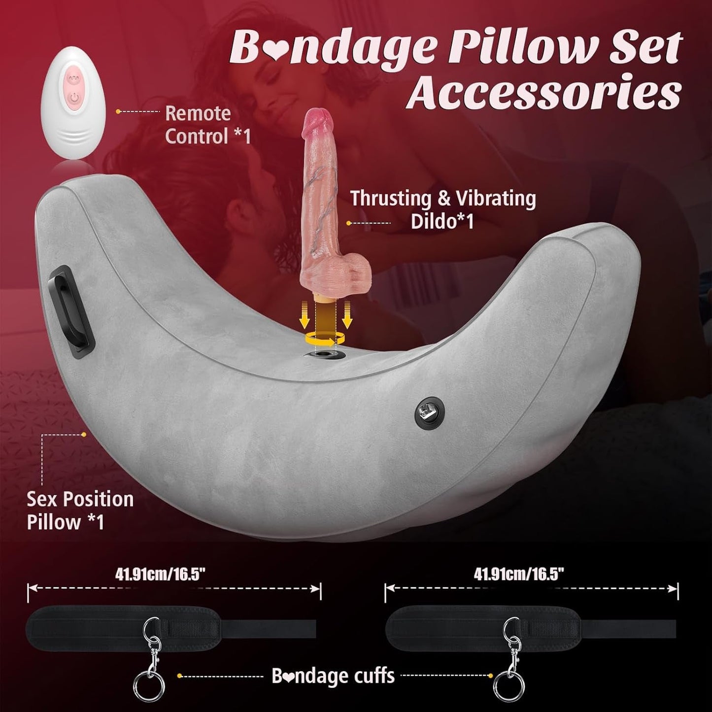 Almohada sexual hinchable RideCore Motion con dildo vibrador