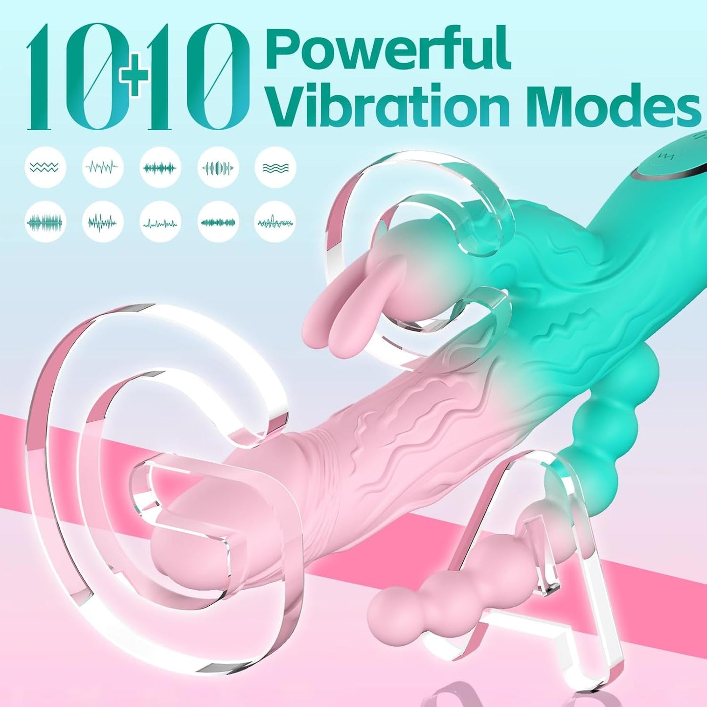 Vibrador de conejo 3 en 1 TriBloom con 20 modos y perlas, resistente al agua