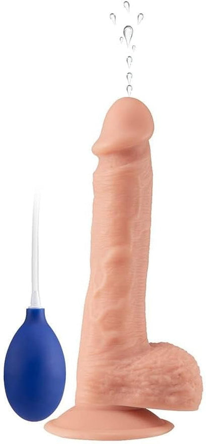 FlexJet Dildo Curvo de Silicona con Ventosa de 8,4” y Chorro