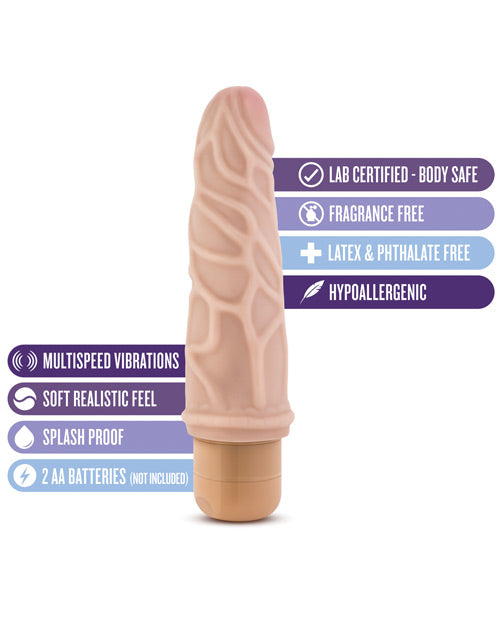 Dr. Skin Vibe 3 - Dildo vibrador de 7.25" - Beige